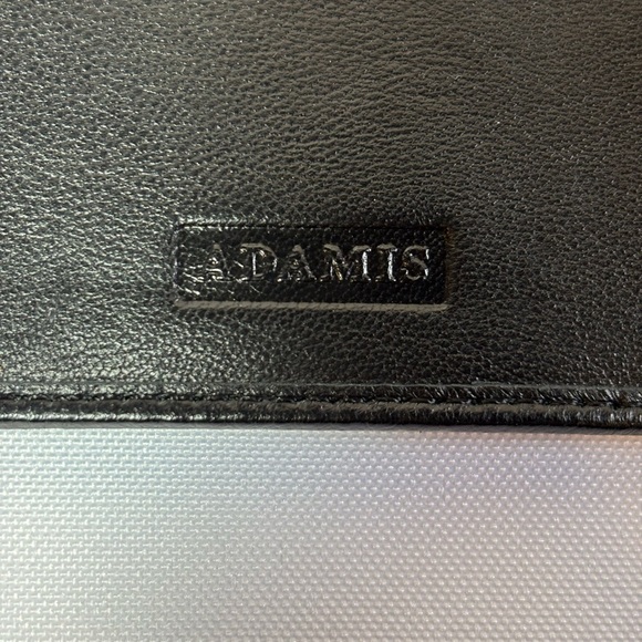ADAMIS Black Leather Travel Wallet Snap Closure UNISEX - Picture 5 of 10